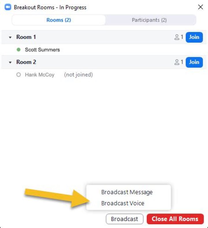 Can you send messages to individual breakout rooms?