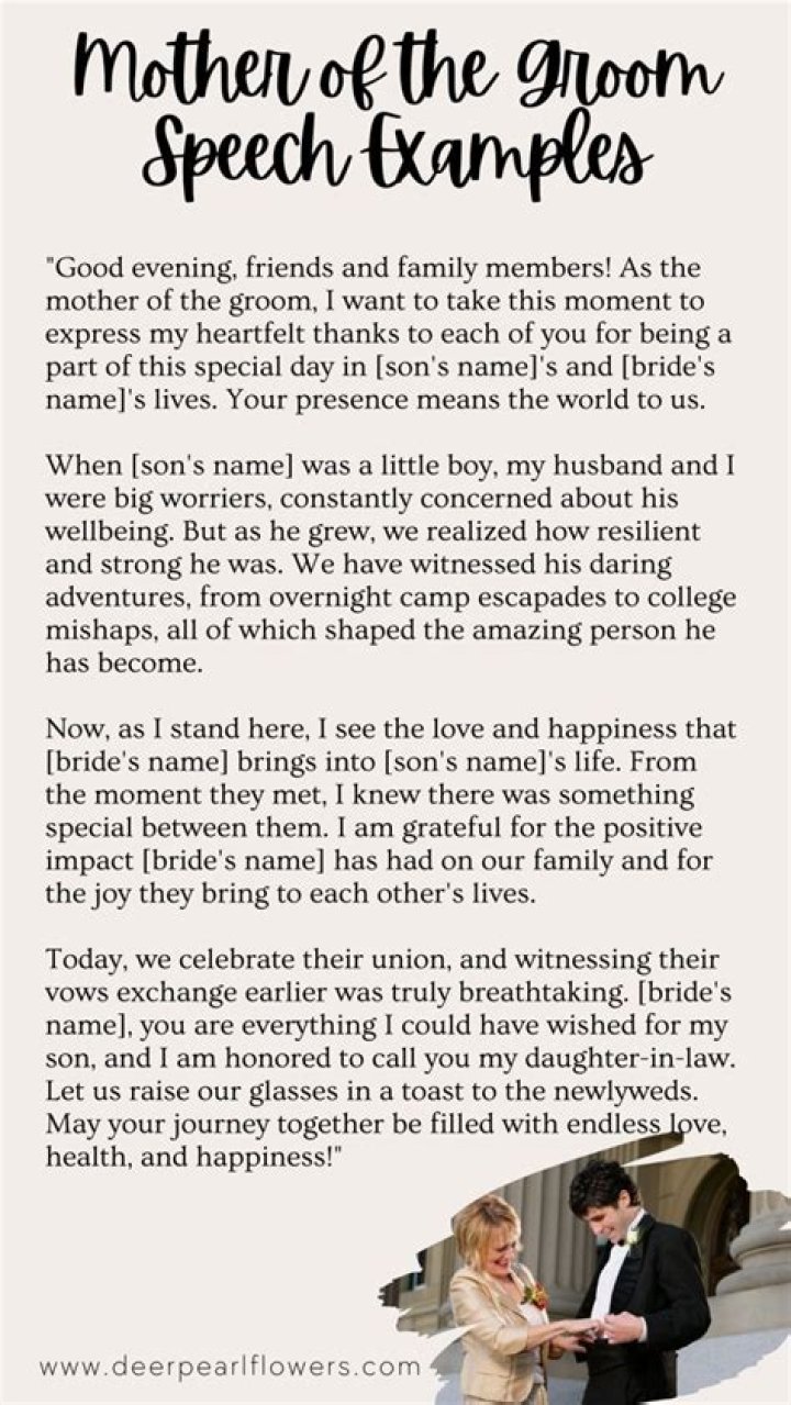 Does the mother of the groom speak at the reception?