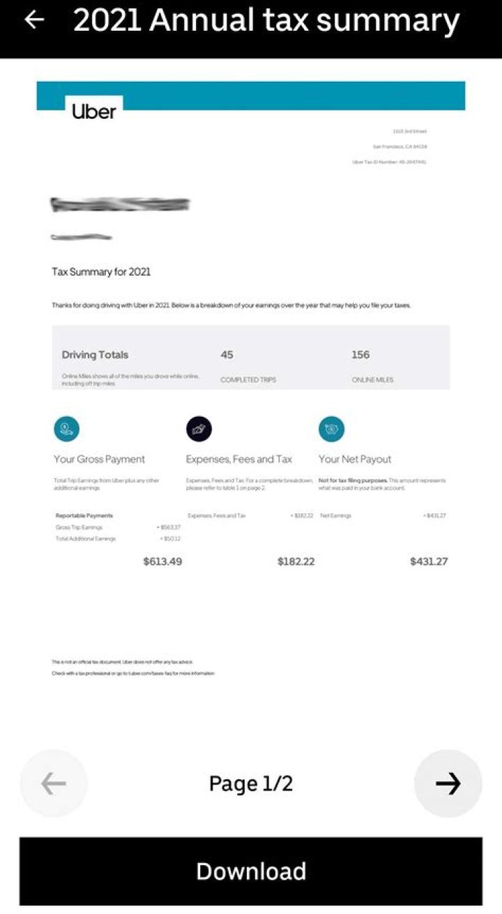 How do I enter my Uber tax summary?