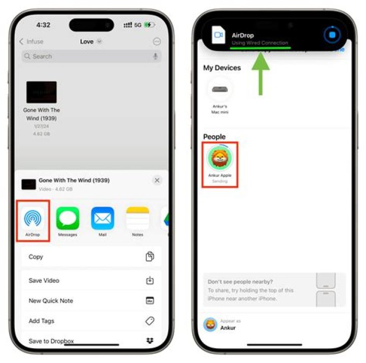 How do I send AirDrop from iPhone?