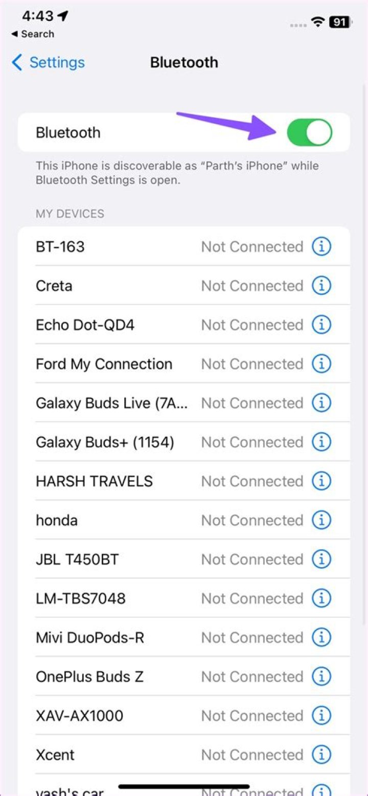 How do I share my iPhone via Bluetooth?
