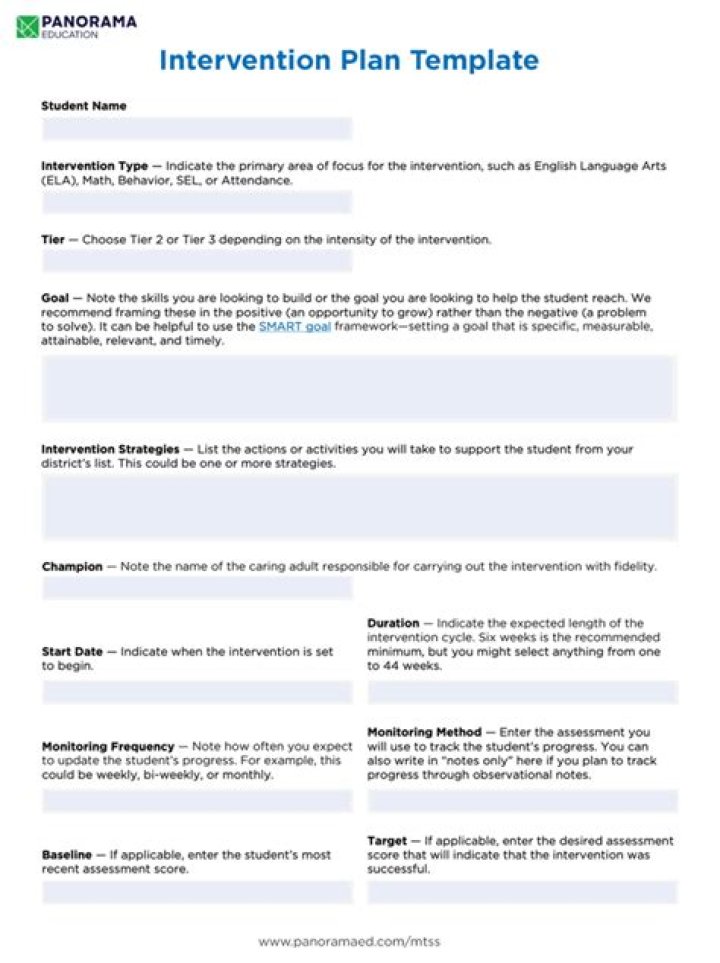 How do I write an intervention plan?