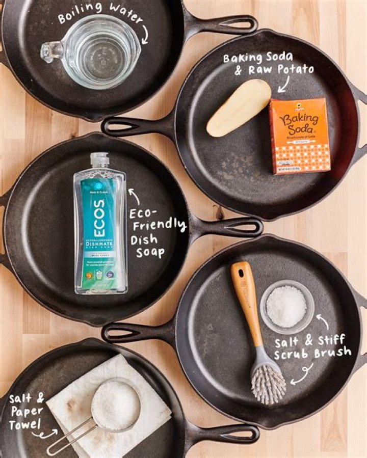 How do you clean a burnt cast iron skillet?