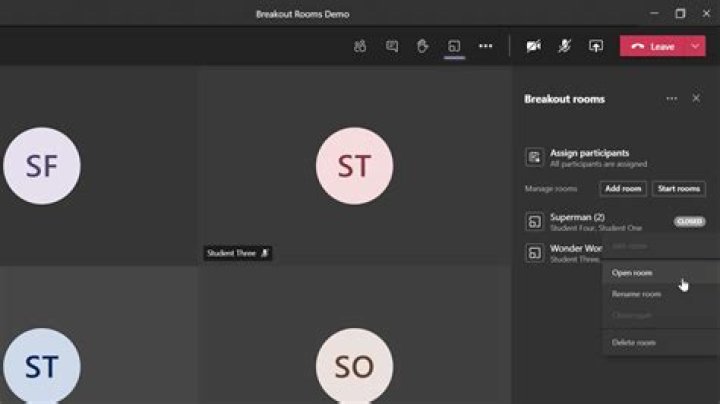 How do you do a breakout room in Teams 2021?