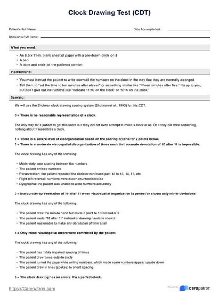 How do you do a clock drawing test?