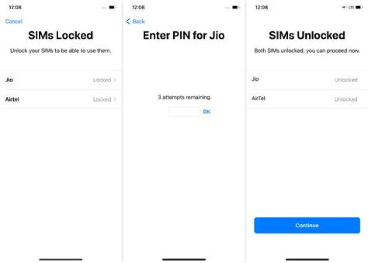 How do you unlock a locked SIM on an iPhone?