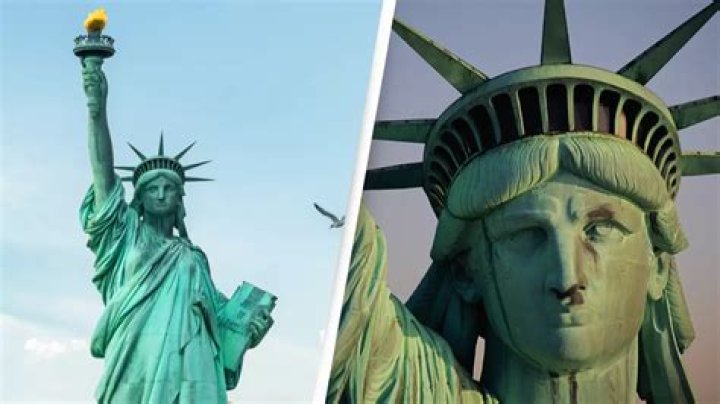 How far from land is the Statue of Liberty?
