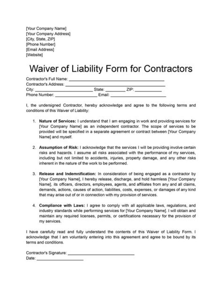 Is contractor liable for damages?
