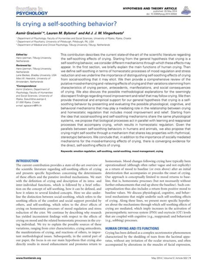 Is crying a self-soothing behavior?