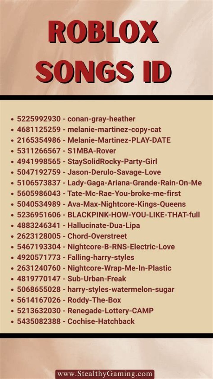 What are ID songs for Roblox?