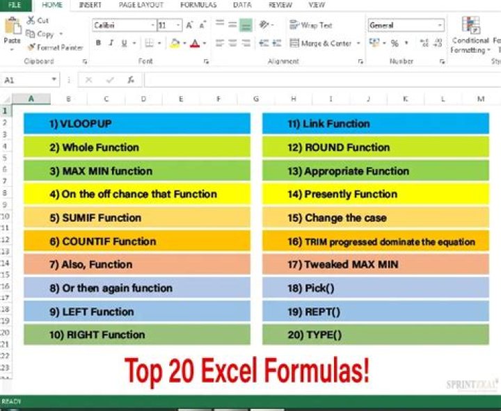 What are the 10 functions in Excel?