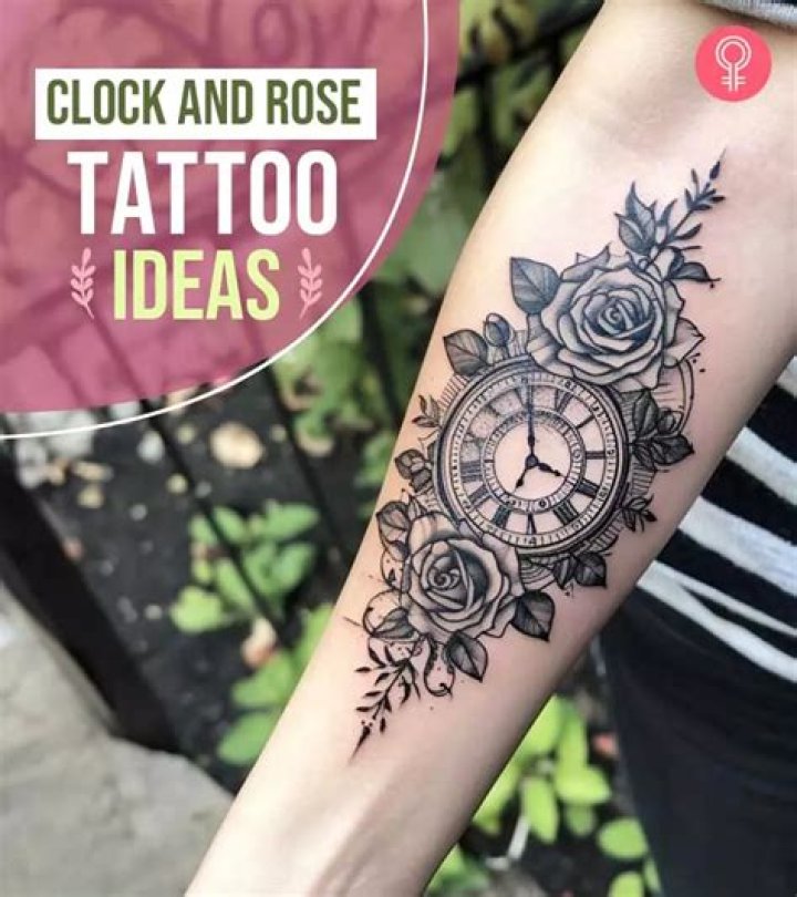 What does a rose and clock tattoo symbolize?