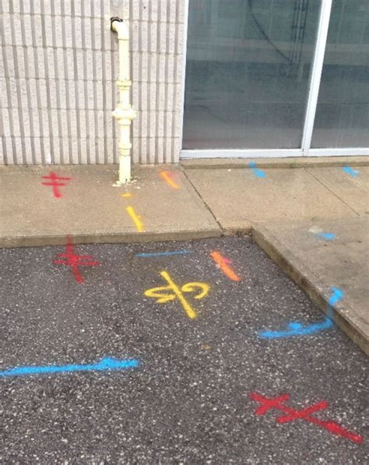 What does blue paint on sidewalk mean?