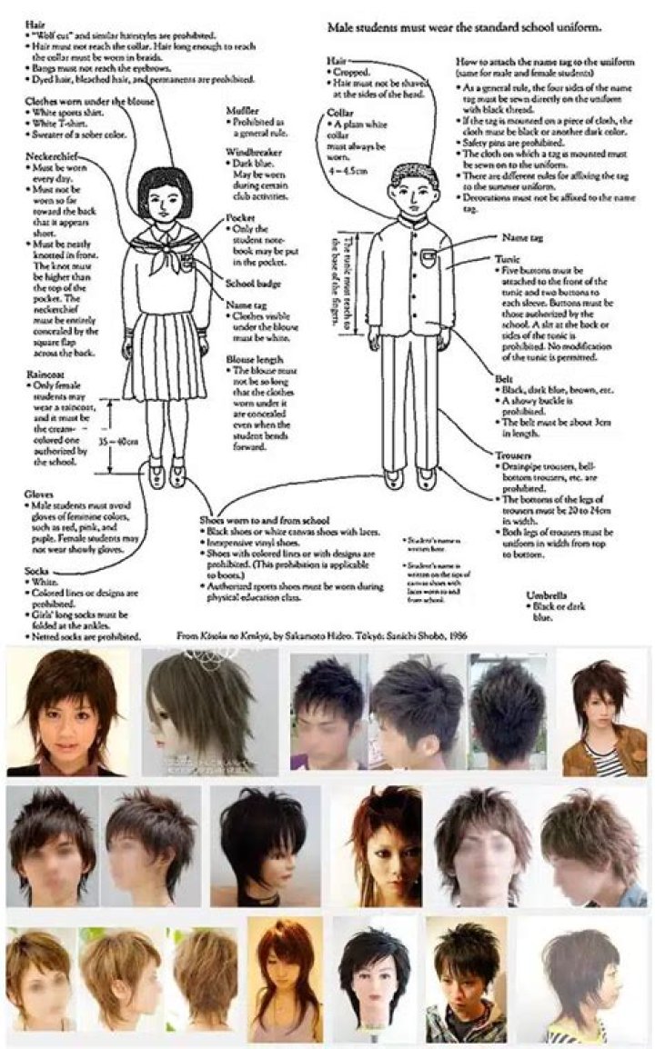 What hairstyles are allowed in Japanese schools?