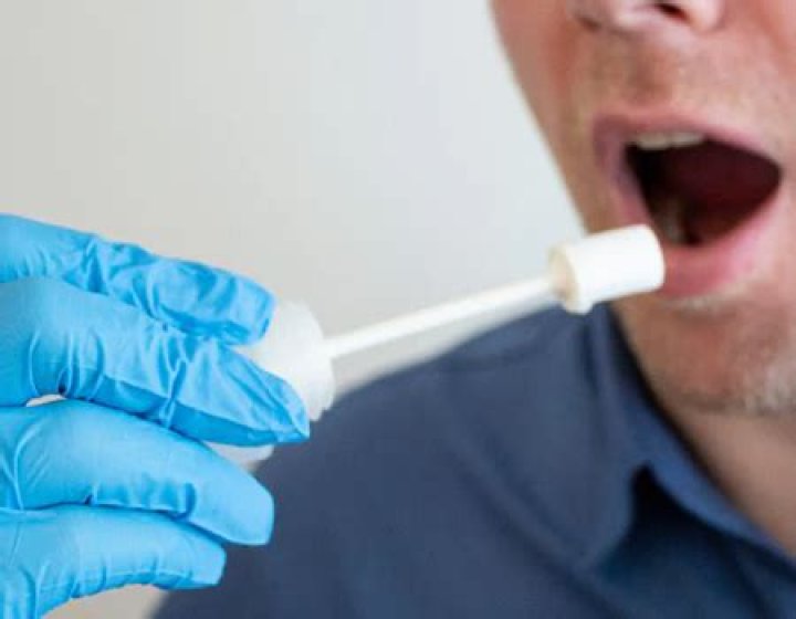 What happens when a mouth swab turns blue?