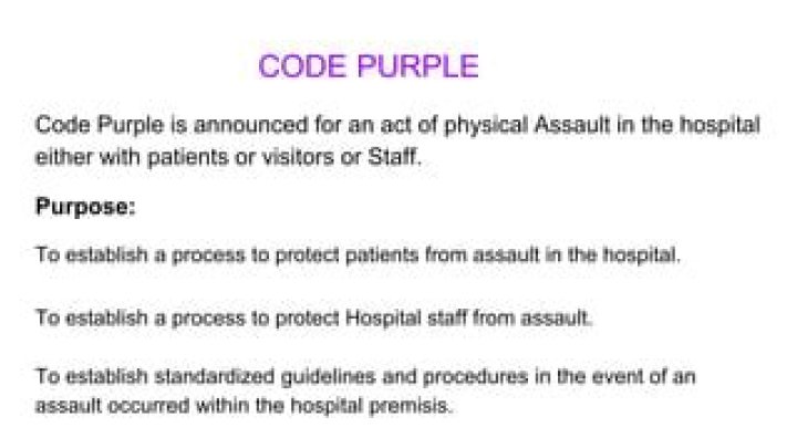 What is a code Purple in hospital?