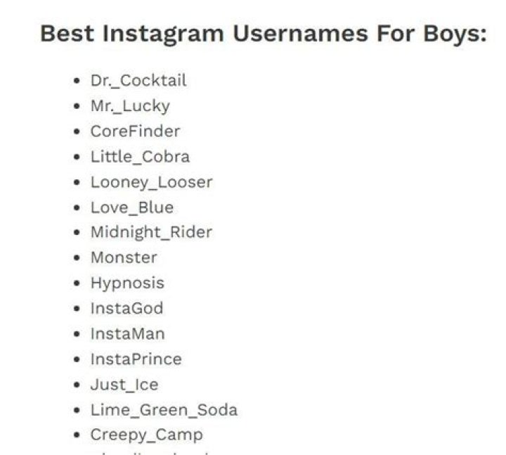 What is a good username for a boy?