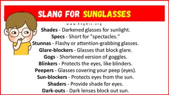 What is a slang word for sunglasses?
