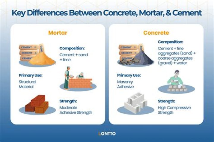 What is the difference between cement concrete and mortar?