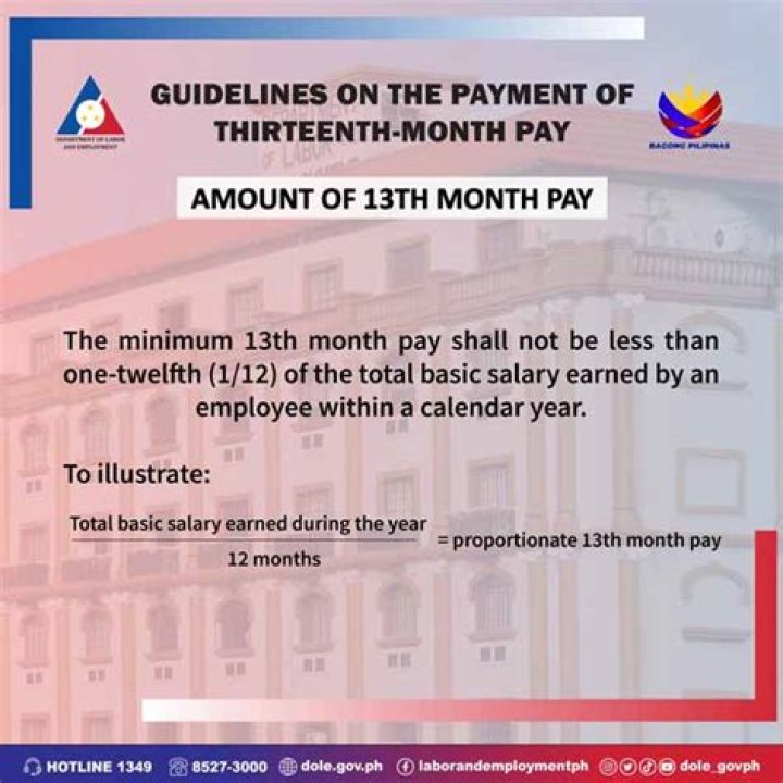 What is the minimum 13th month pay required by law?