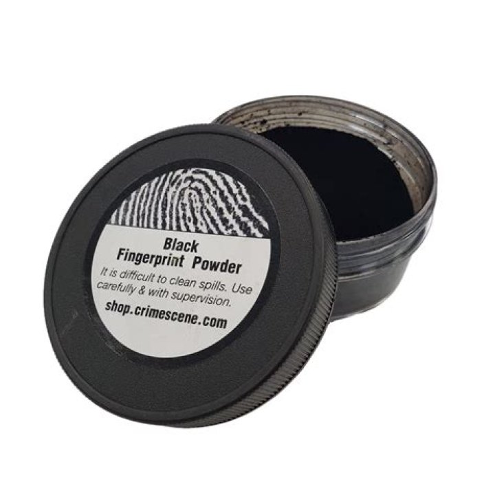 What powder is used to dust for fingerprints?