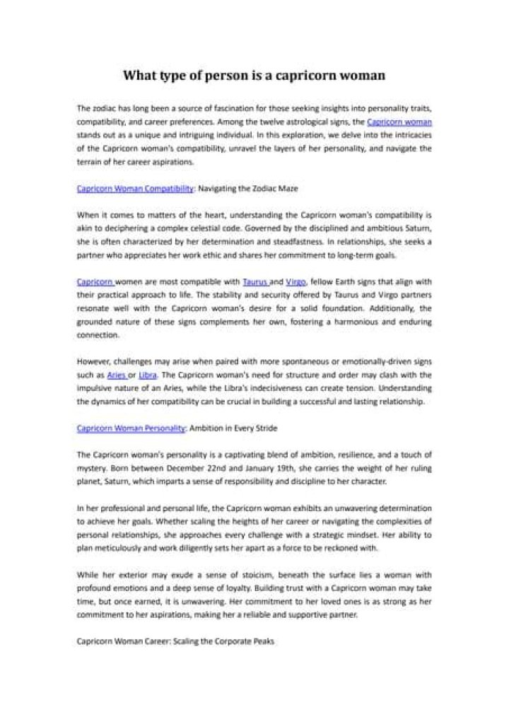 What type of person is a Capricorn woman?