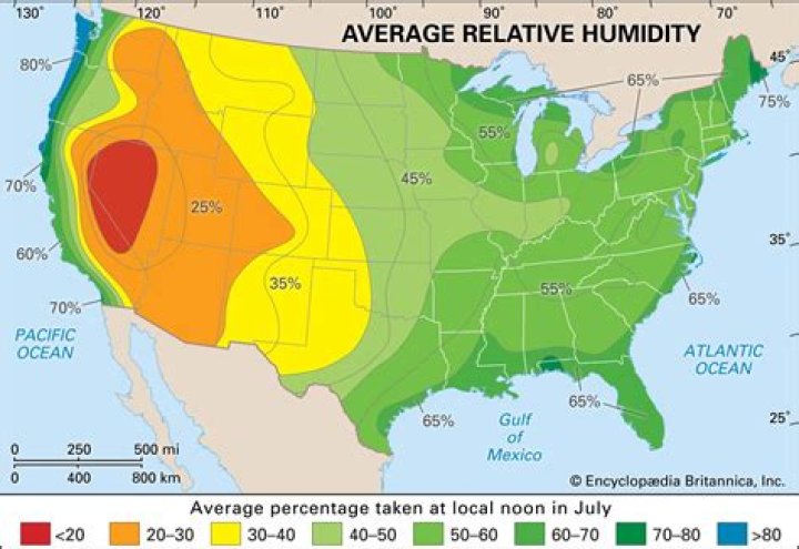 What US cities have the lowest humidity?