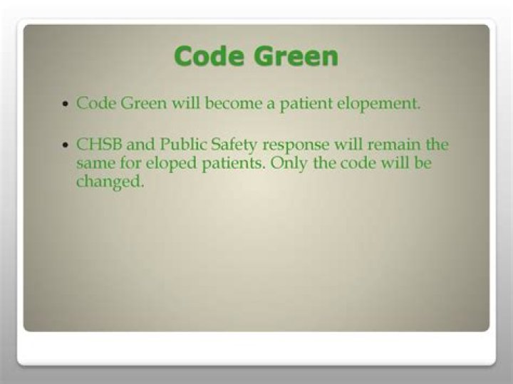 What's code Green in a hospital?