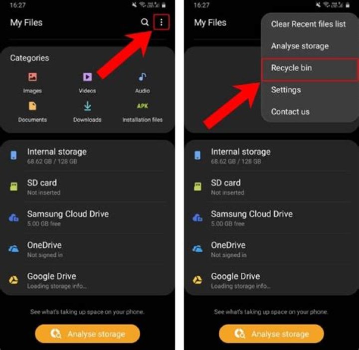 Where is the bin on Android?