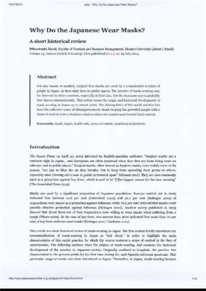 Why do the Japanese wear masks?