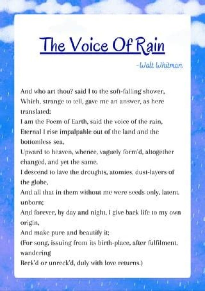 Why is the poem called voice of the rain?